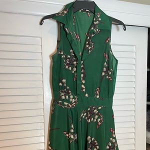 Silk green summer retro styled dress